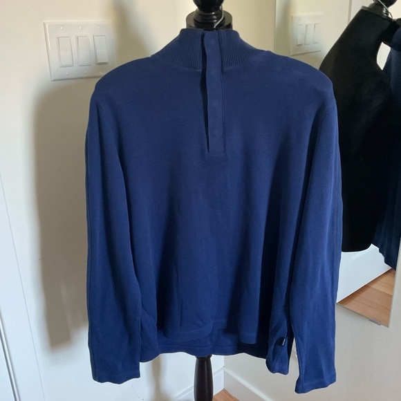 Hugo Boss Men’s Blue 100% Cotton Pullover Snap Closure Mock Neck Sweater Size M - Picture 1 of 7